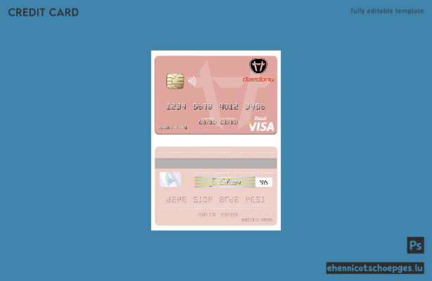 Beispielvorschau der Visa-Debitkarte der Daedong Credit Bank aus Nordkorea